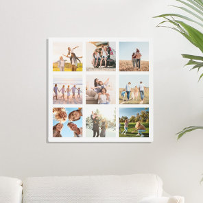 Create Your Own Modern 9 Photo Collage Square Metal Print