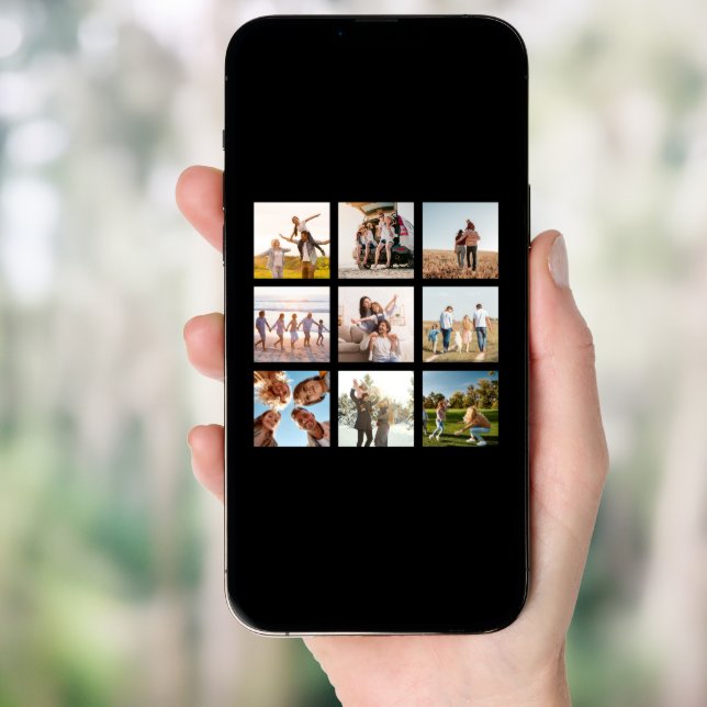 Create Your Own Modern 9 Photo Collage Square Poster (Front Digital)