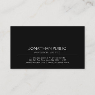 Create Your Own Modern Black White Chic Plain Business Card