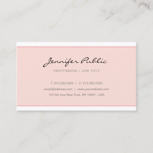 Create Your Own Modern Blush Pink Minimalist Business Card