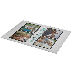 Create your own Modern Bonus Dad 4 Photo Collage  Cutting Board