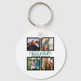 Create your own Modern Bonus Dad 4 Photo Collage Keychain