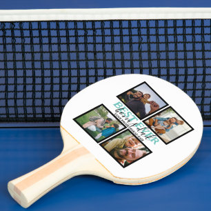 Create your own Modern Bonus Dad 4 Photo Collage Ping Pong Paddle