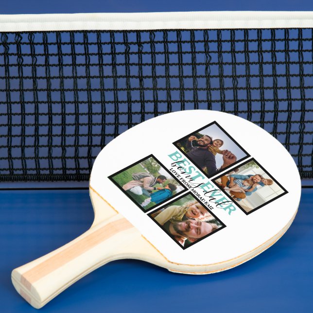 Create your own Modern Bonus Dad 4 Photo Collage Ping Pong Paddle (Insitu)