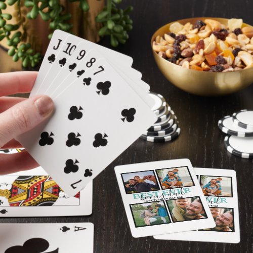 Create your own Modern Bonus Dad 4 Photo Collage Playing Cards