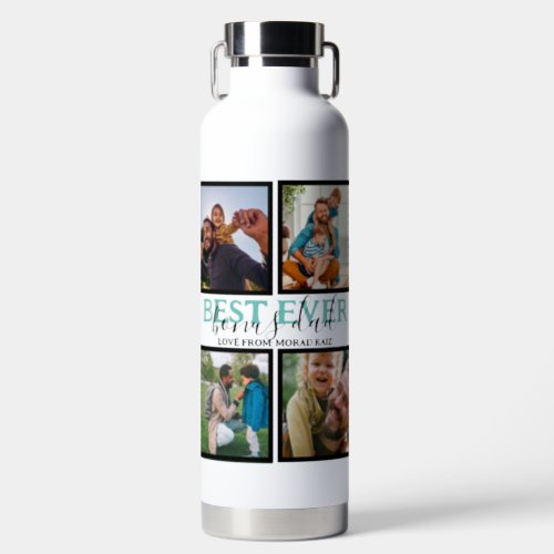 Create your own Modern Bonus Dad 4 Photo Collage  Water Bottle