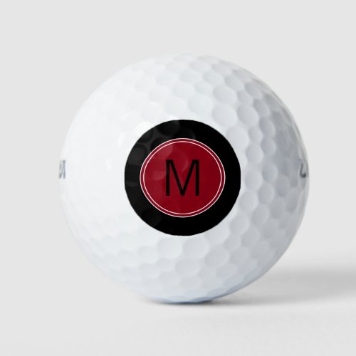 Create Your Own Modern Burgundy Black Monogram Golf Balls