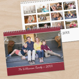 Create Your Own Modern Burgundy Red Cover Photo Calendar