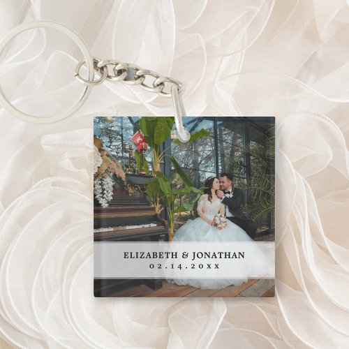 Create Your Own Modern Chic Couple Wedding Photo Keychain