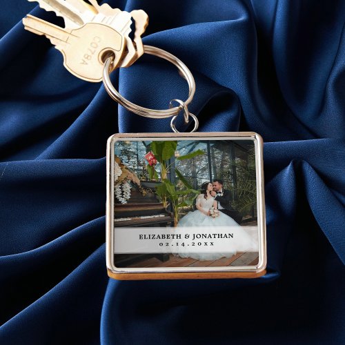 Create Your Own Modern Chic Couple Wedding Photo Keychain