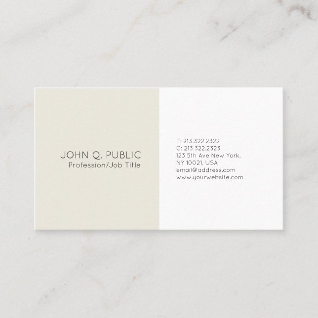 Create Your Own Modern Classy Minimalist Plain Business Card (Front)