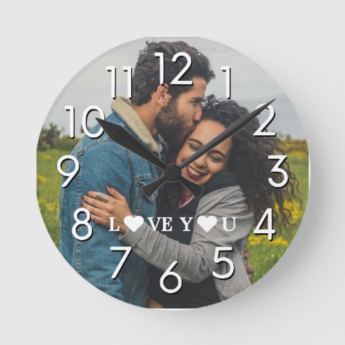 Create Your Own Modern Couple One Photo Round Clock