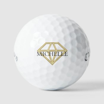 Create Your Own Modern Diamond Name Ladies Custom  Golf Balls by iGizmo at Zazzle