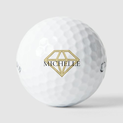 Create your own modern diamond name ladies custom  golf balls