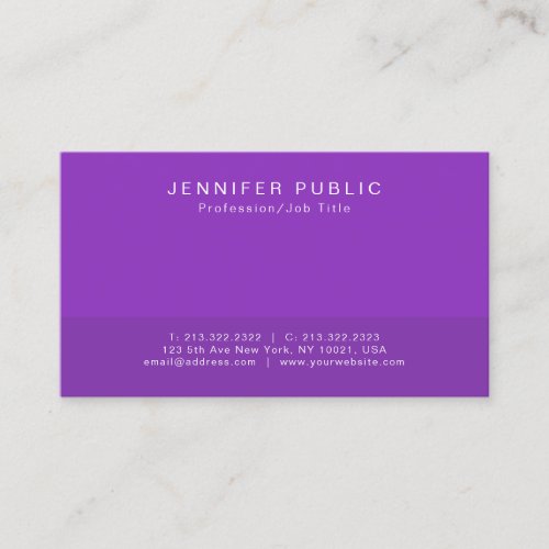 Create Your Own Modern Elegant Blue Violet Plain Business Card