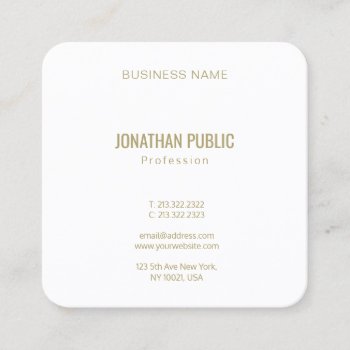 Create Your Own Modern Elegant Gold Font Text Square Business Card by art_grande at Zazzle