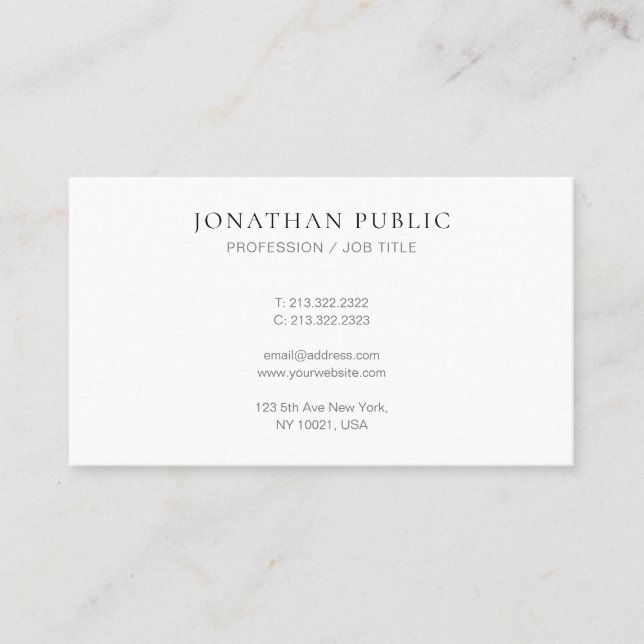 Create Your Own Modern Elegant Minimalist Cute Business Card (Front)