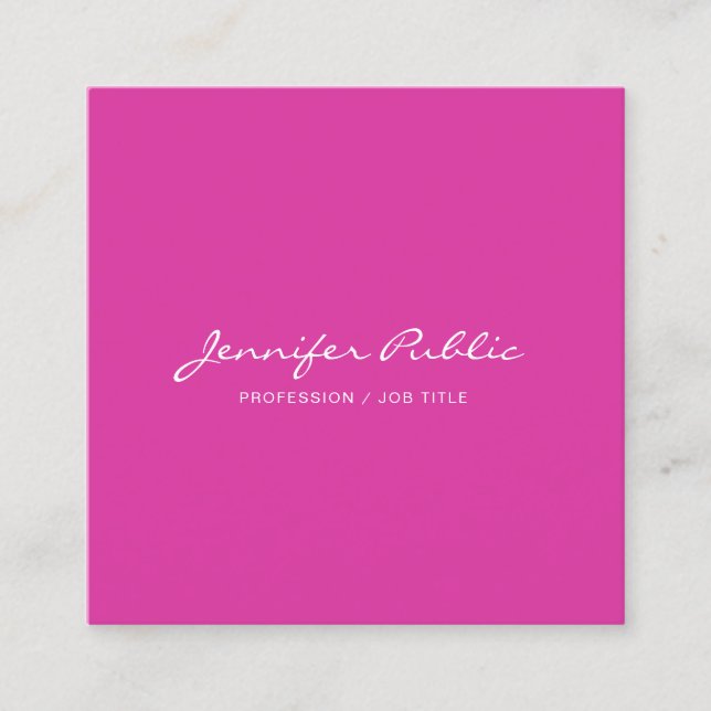 Create Your Own Modern Elegant Pink Smart Square Business Card (Front)