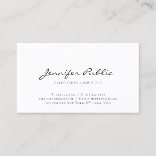 Create Your Own Modern Elegant White Sleek Plain Business Card