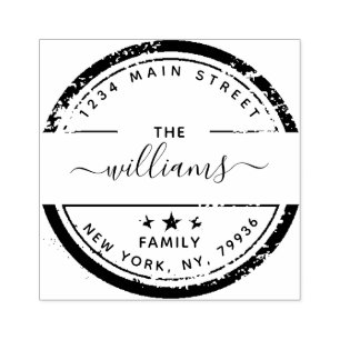 Create Your Own Modern Family Name Return Address Rubber Stamp