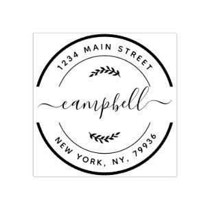 Create Your Own Modern Family Name Return Address Rubber Stamp