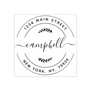 Create Your Own Modern Family Name Return Address Rubber Stamp