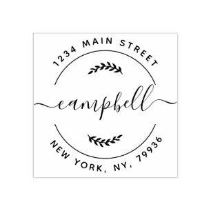 Create Your Own Modern Family Name Return Address Rubber Stamp