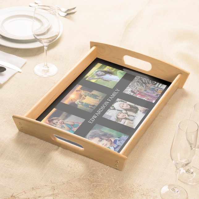 Create your own modern family photo collage serving tray (Front)