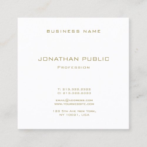 Create Your Own Modern Gold Font Text Elegant Square Business Card