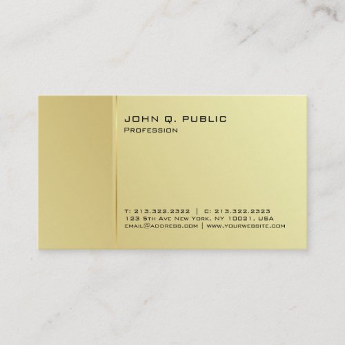 Create Your Own Modern Gold Signature UV Matte Business Card