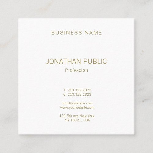 Create Your Own Modern Gold Text Font Sleek Unique Square Business Card