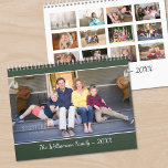 Create Your Own Modern Green Cover Photo Calendar<br><div class="desc">Take your favorite photos from the year and create your own modern wall calendar. Replace the sample images on the cover and for each month. The 12 images you choose for the months will automatically appear in a grid on the back cover. Add your name and the year in the...</div>