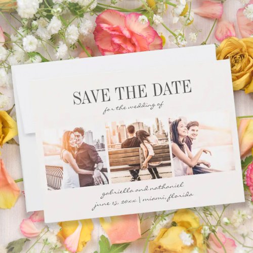 Create Your Own Modern Handwritten 3 Photo Save The Date