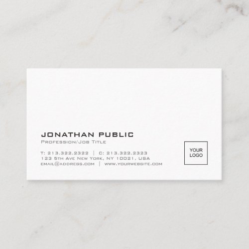 Create Your Own Modern Logo Plain Elegant White Business Card