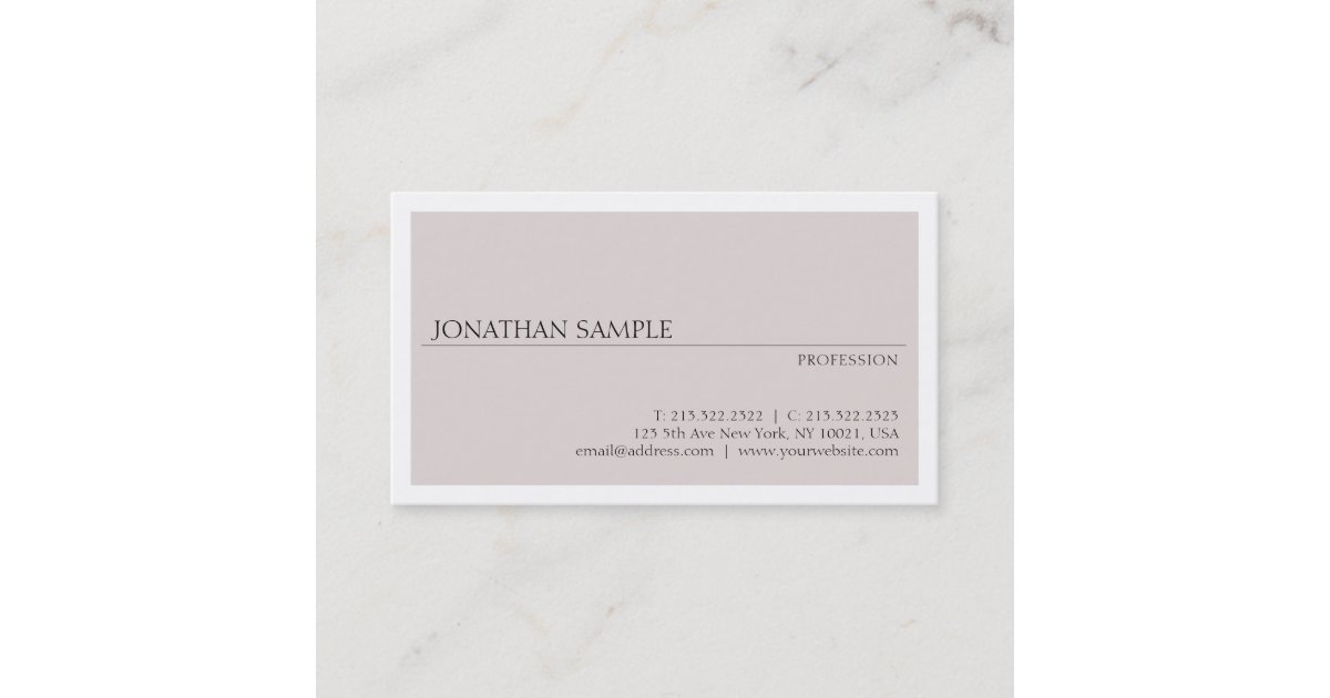Create Your Own Modern Minimalist Chic Plain Business Card | Zazzle