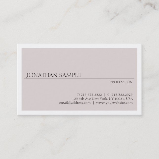 Create Your Own Modern Minimalist Chic Plain Business Card (Front)