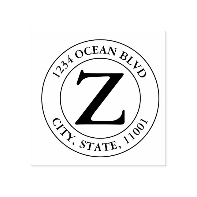 Create Your Own Modern Monogram Family Name Round Rubber Stamp (Imprint)