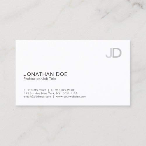 Create Your Own Modern Monogram White Plain Business Card