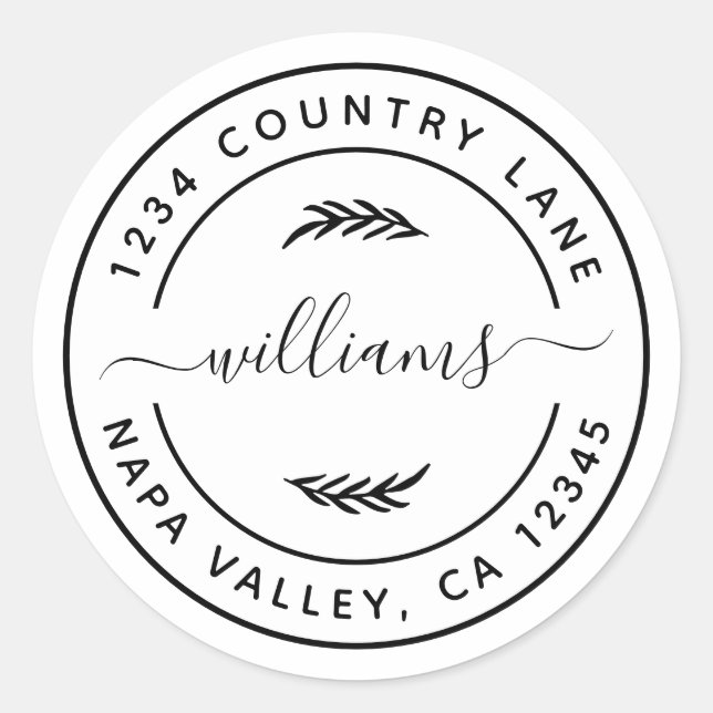 Create Your Own Modern Return Address Classic Round Sticker (Front)