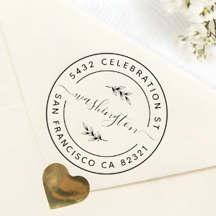Create Your Own Modern Round Laurel Return Address Self-inking Stamp