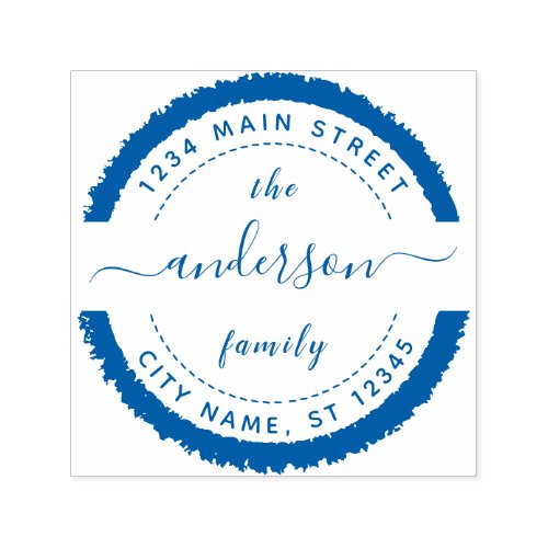 Create Your Own Modern Round Return Address Family Self_inking Stamp