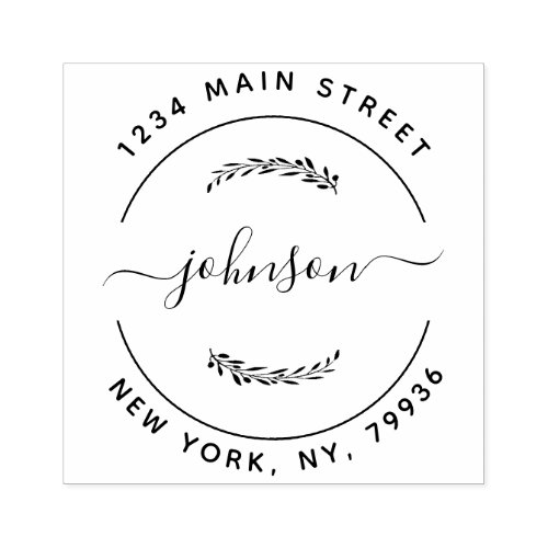 Create Your Own Modern Round Return Address Rubber Rubber Stamp