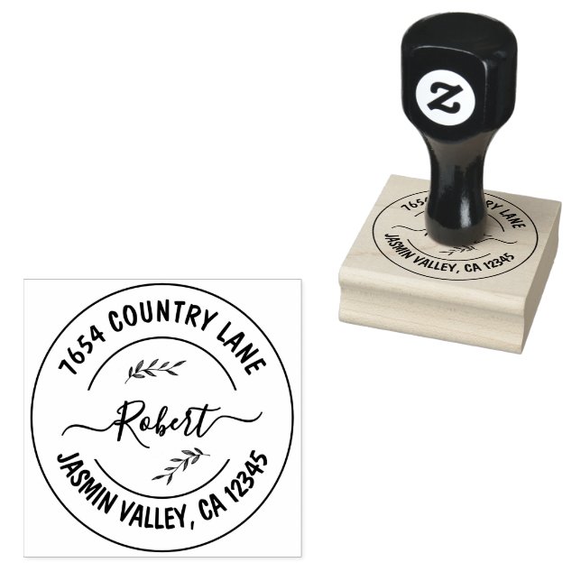 Create Your Own Modern Round Return Address  Rubber Stamp (Stamped)
