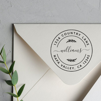 Create Your Own Modern Round Return Address Rubber Stamp by cardsbyflora at Zazzle