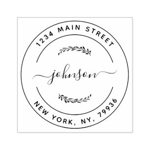 Create Your Own Modern Round Return Return Address Rubber Stamp