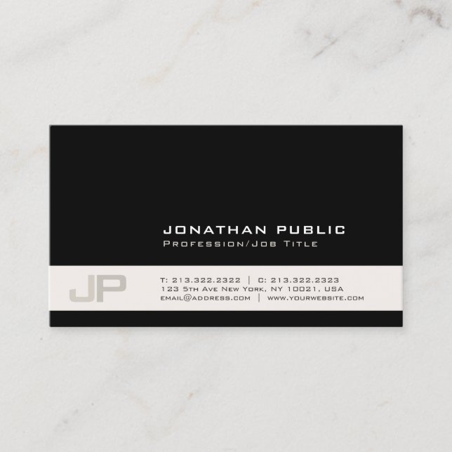 Create Your Own Modern Stylish Colors Monogram Business Card (Front)