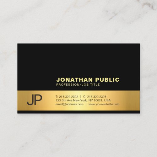 Create Your Own Modern Stylish Gold Monogram Business Card