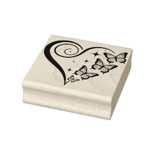 Create Your Own Monarch Butterflies Spiral Heart Rubber Stamp
