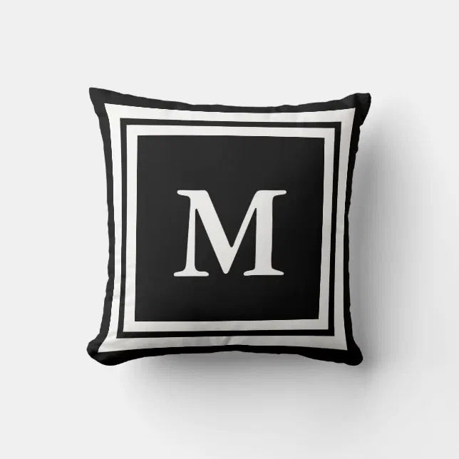 Create Your Own Monogram Black and White Throw Pillow Zazzle