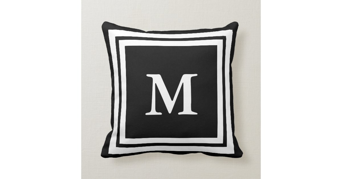 Create Your Own Monogram Black and White Throw Pillow